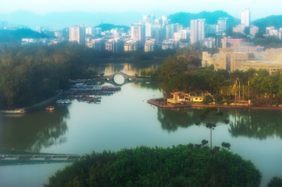 福州西湖公園俯瞰。2019年9月,福州三坊七巷游覽拍攝。